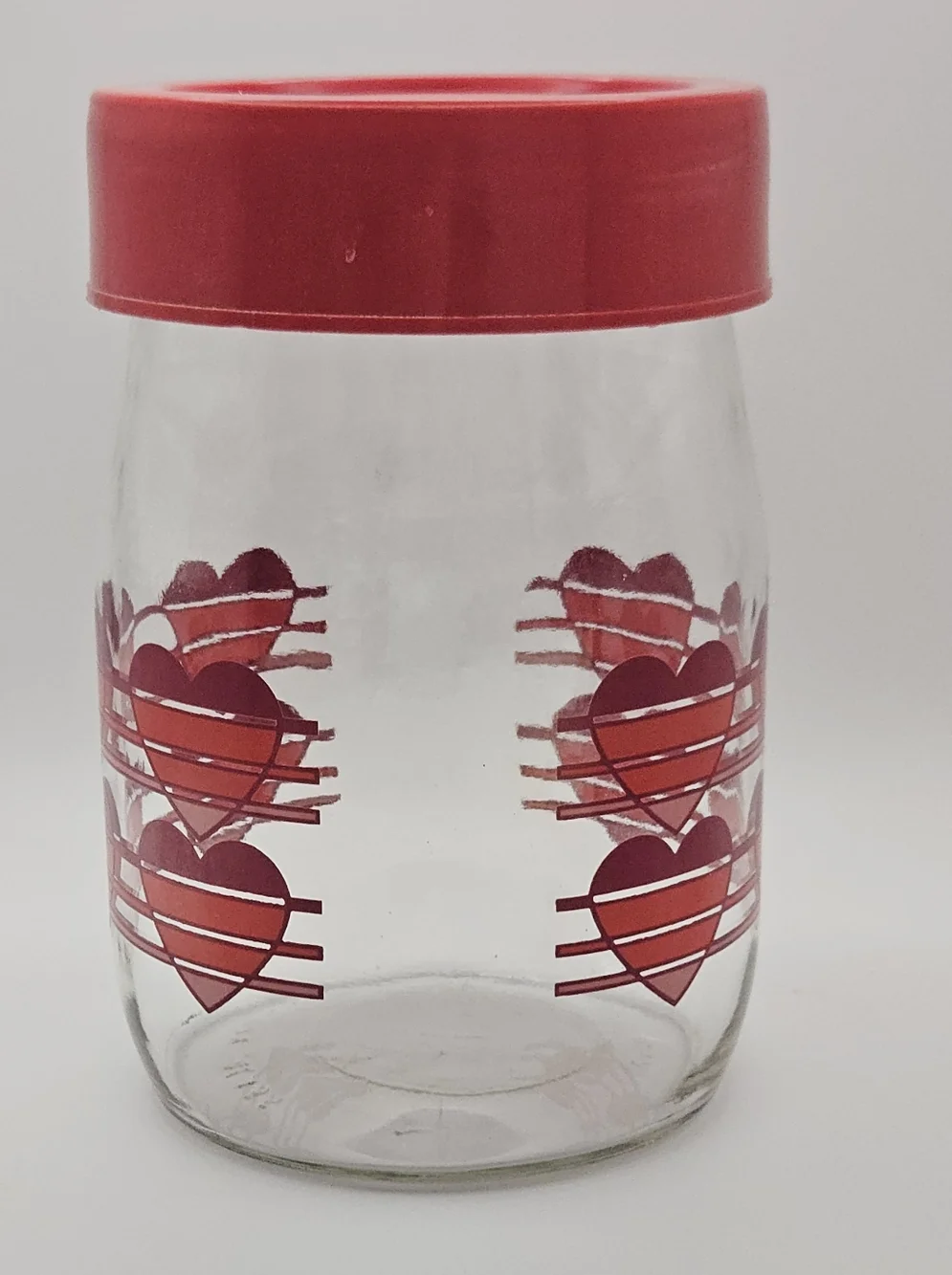 Vintage 80s Carlton Glass Valentine Jar with Lid